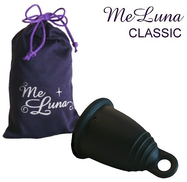 Менструальна чаша з петлею, розмір М, чорна - MeLuna Classic Menstrual Cup — фото N1