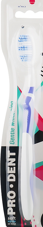 Зубна щітка "Gentle Whitening", м'яка, біло-фіолетова - Pro Dent — фото N1