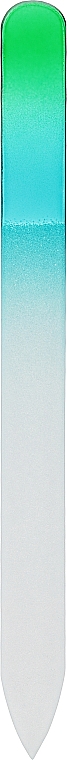 Стеклянная пилочка для ногтей, зелено-бирюзовая - Tools For Beauty Glass Nail File With Rainbowr Print — фото N1