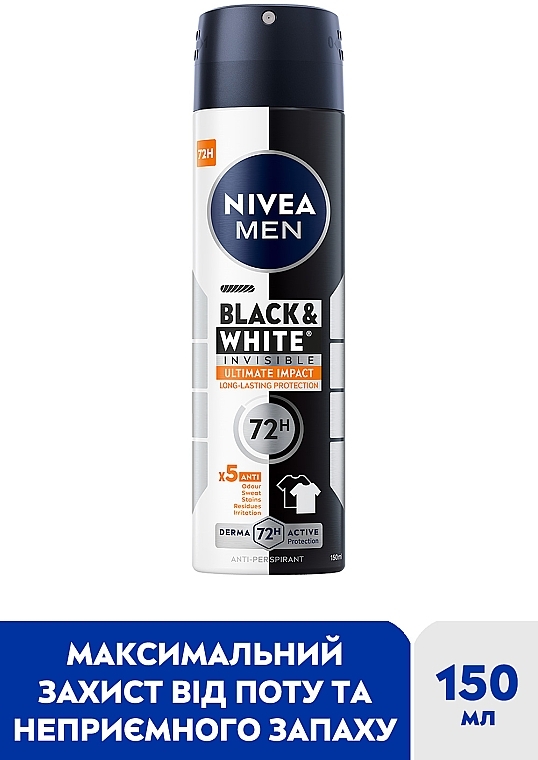 Антиперспирант "Черное и Белое невидимый" - NIVEA MEN Black & White Invisible Ultimate Impact Anti-Perspirant — фото N2