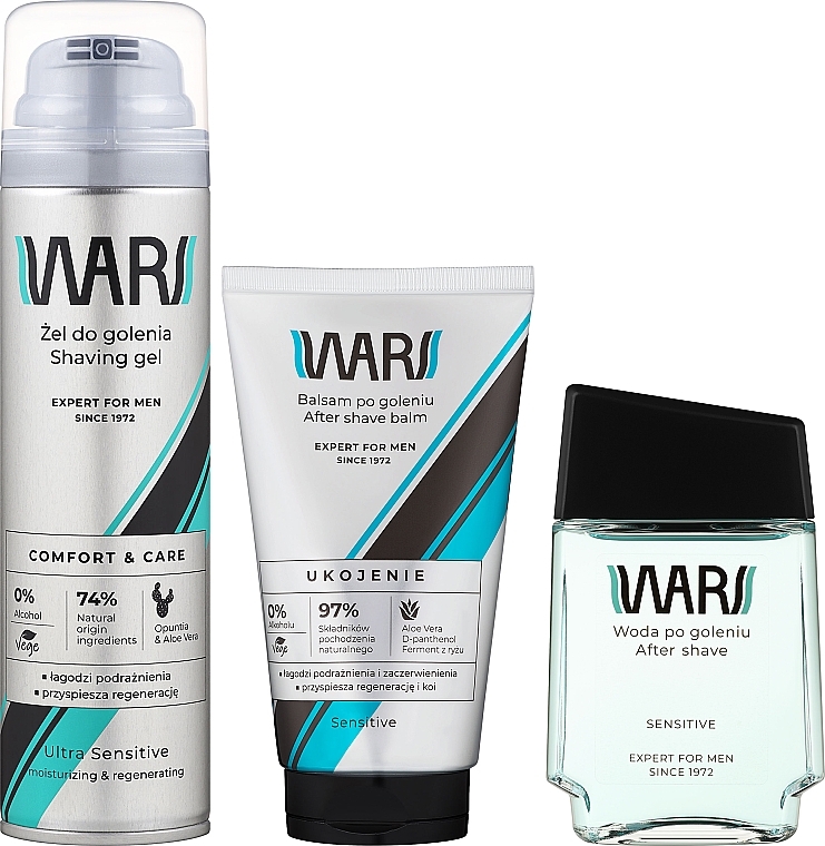 Набор - Wars Expert For Men Sensitive (ash/90 ml + ash/b/125 ml + gel/200 ml) — фото N2