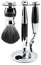 Духи, Парфюмерия, косметика Набор для бритья - Edwin Jagger Imitation Ebony & Chrome 3 Piece Mach3 Set Black Synthetic