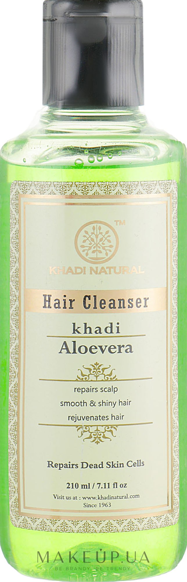Натуральный аюрведический шампунь из индийских трав "Алоэ вера" - Khadi Natural Aloevera Herbal Hair Cleanser — фото 210ml
