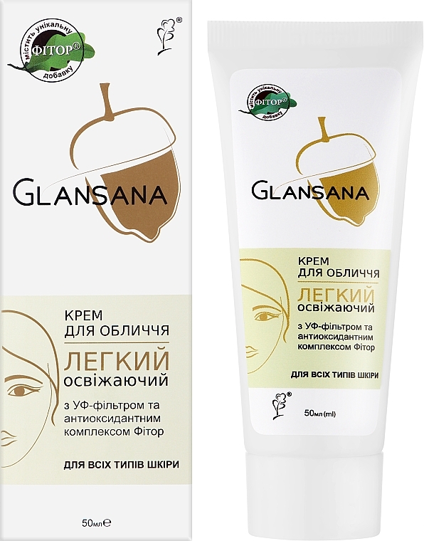 Легкий освежающий крем для лица с УФ-фильтром для всех типов кожи - Фіторія Glansana — фото N2
