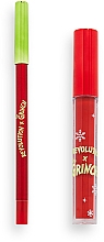 Набор - Makeup Revolution x The Grinch Little Max Lip Kit (lipstick/3ml + lip/pencil/1g) — фото N1