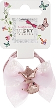 Парфумерія, косметика Резинки для волосся "Бантик із намистинами", 2 шт., рожеві - Lukky Fashion
