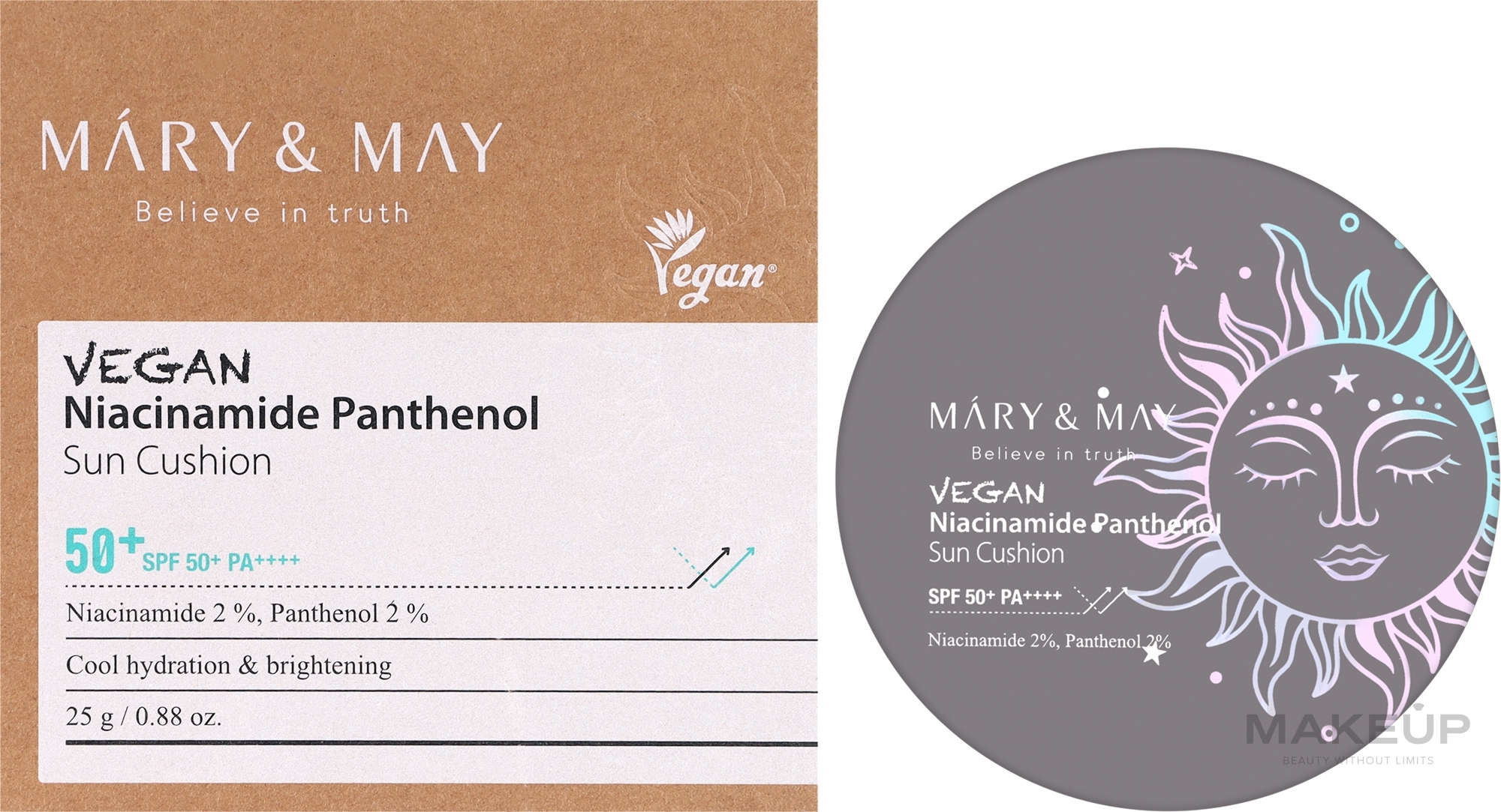 Сонцезахисний крем-кушон з пантенолом - Mary & May Niacinamide Pathenol Sun Cushion SPF 50+ PA++++ — фото 25g