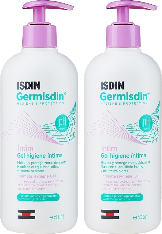 Набір - Isdin Germisdin Intim Intimate Hygiene Gel Duo (intim/gel/2x500ml) — фото N2