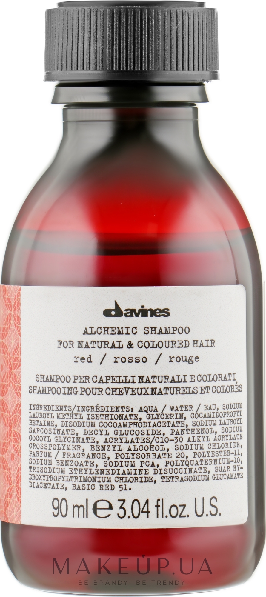 Шампунь для натуральных и окрашенных волос (красный) - Davines Alchemic Shampoo — фото 90ml
