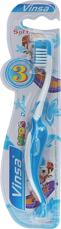 Дитяча зубна щітка "Дельфін", синя - Vinsa — фото N1