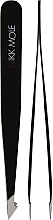 Nikk Mole - Набір з двох чорних пінцетів для брів у чохлі — фото N3