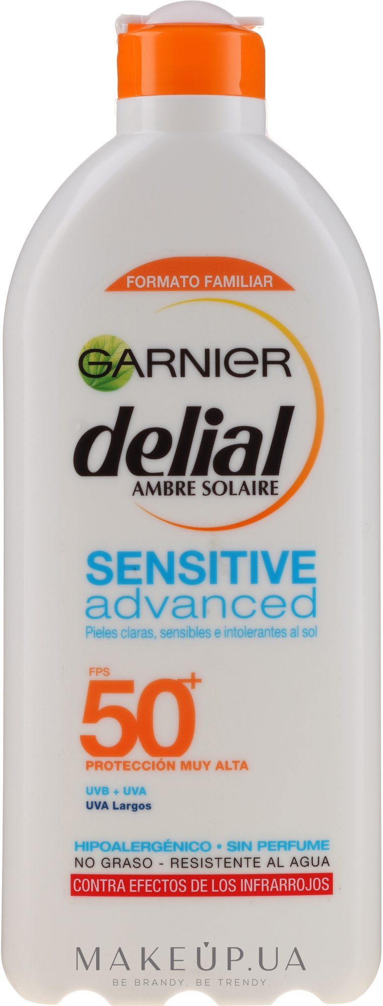 Солнцезащитное молочко для чувствительной кожи - Garnier Ambre Solaire Sensitive Advanced SPF 50+ — фото 400ml