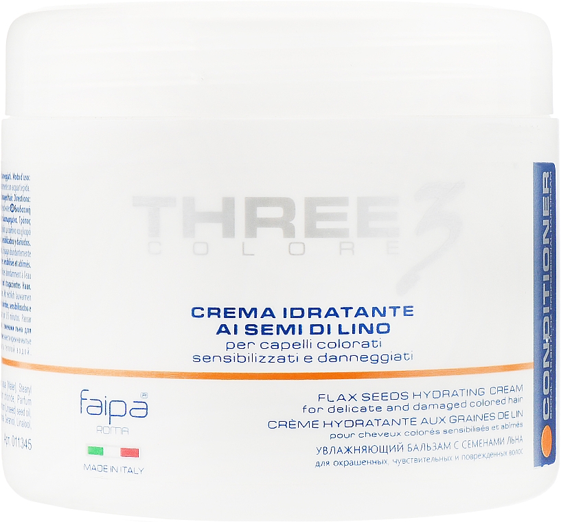 Маска для волос с льняным маслом - Faipa Roma Three Colore Hydrating Cream with Flax Seed — фото N1