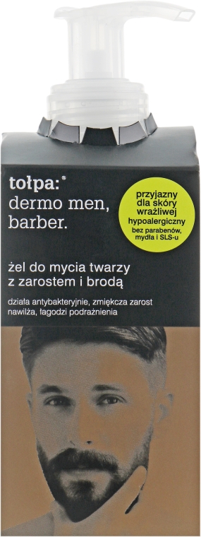 Очищающий гель для лица и бороды - Tolpa Dermo Men Barber Face and Beard Gel Wash