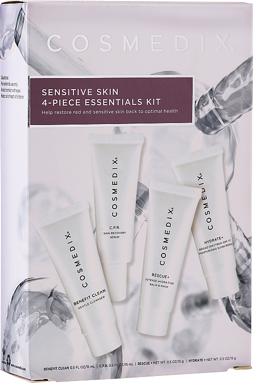 Набір - Cosmedix Sensitive Skin 4-Piece Essentials Kit (f/cleanser/15ml + f/ser/15ml + f/balm/15ml + f/cr/15ml) — фото N1