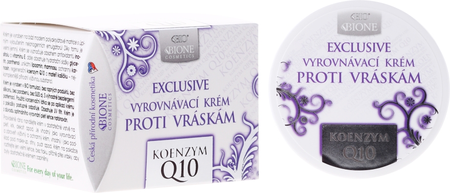 Крем для лица против морщин - Bione Cosmetics Exclusive Organic Smoothing Anti-Wrinkle Cream With Q10 — фото N1