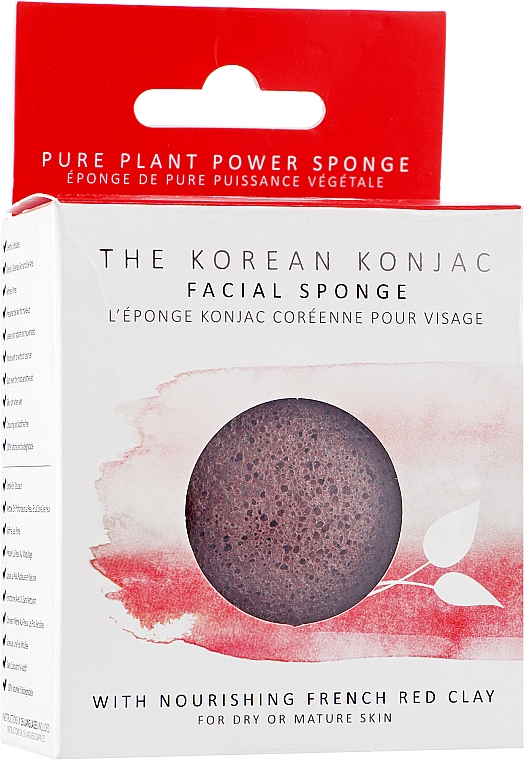 Спонж для лица конжаку с красной глиной премиум - The Konjac Sponge Co French Red Clay Face Puff  — фото N2