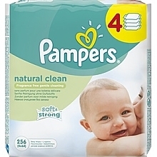 Детские влажные салфетки, 4 х 64 шт. - Pampers Natural Clean Wipes — фото N1
