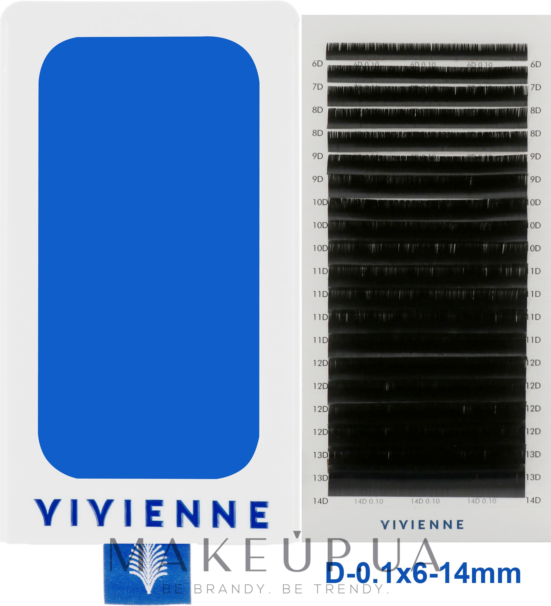 Накладні вії "Elite", чорні, 20 ліній (mix, 0,1, D, 6-14) - Vivienne — фото 1уп