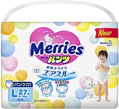 Трусики-підгузки для дітей L (9-14 кг), 27 шт. - Merries — фото N1