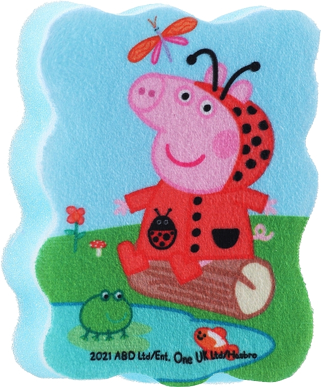 Мочалка банна дитяча "Свинка Пеппа", Пеппа в костюмі сонечка, блакитна - Suavipiel Peppa Pig Bath Sponge — фото N1