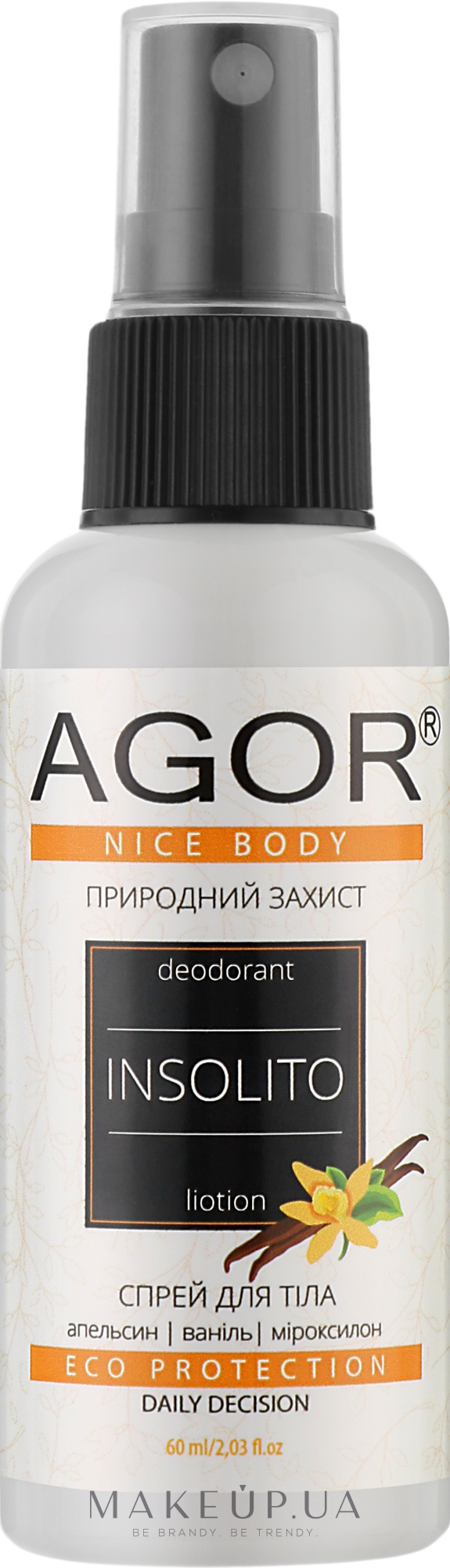 Мінерально-трав'яний дезодорант Agor Nice Body Insolito - Agor Nice Body Insolito — фото 60ml