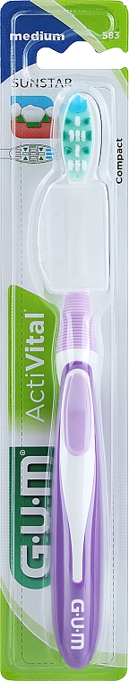 Зубна щітка "Activital", середньої жорсткості, фіолетова - G.U.M Soft Compact Toothbrush — фото N1