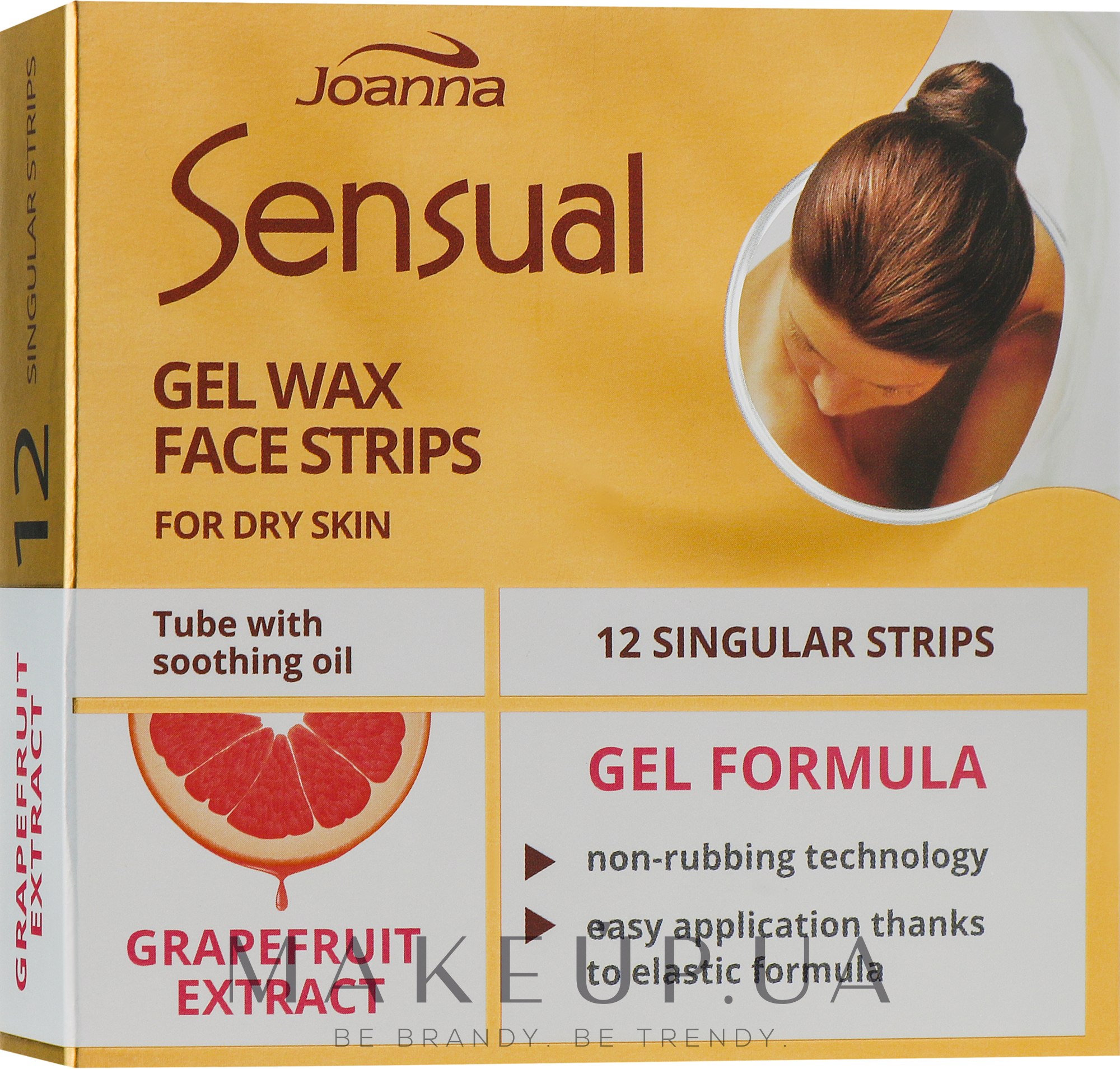 Пластырь с воском для депиляции лица с экстрактом грейпфрута - Joanna Sensual Gel Wax Face Strips — фото 12шт