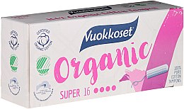 Тампони органічні без аплікатора, 16 шт - Vuokkoset Organic Super Tampons — фото N1