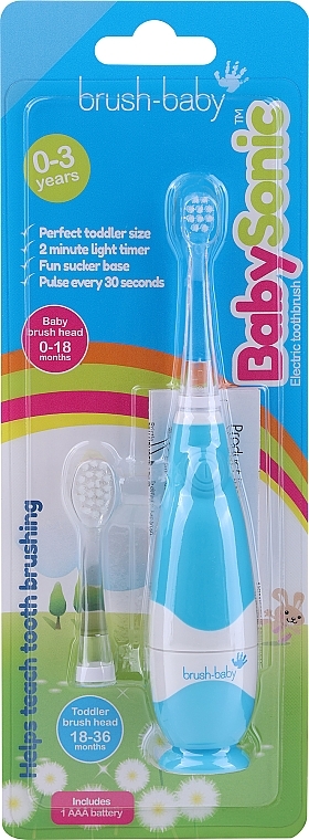 Электрическая зубная щетка, 0-3 лет, синяя - Brush-Baby BabySonic Electric Toothbrush — фото N1
