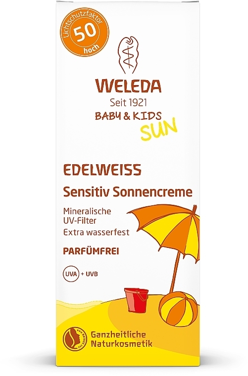 Сонцезахисний крем для чутливої шкіри - Weleda Edelweiss Baby&Kids Sun SPF 50 * — фото N2