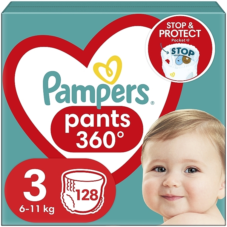 Підгузки-трусики Pants, розмір 3 (Midi) 6-11 кг, 128 шт. - Pampers