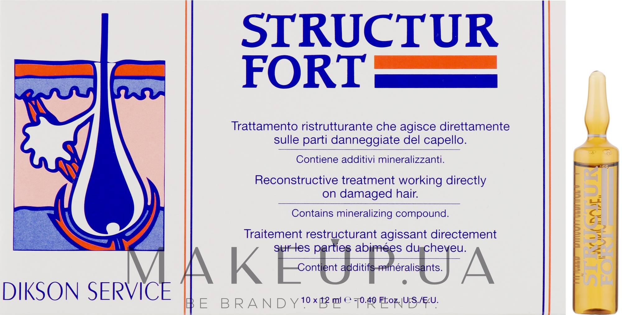 Ампульное средство для восстановления безжизненных, посеченных волос - Dikson Structur Fort — фото 10x12ml