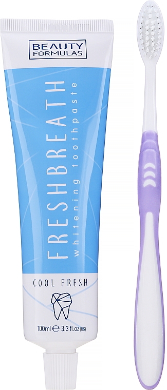 Набор с лиловой зубной щеткой - Beauty Formulas (toothbrush/1pcs + toothpaste/100ml) — фото N1