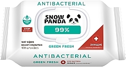 Влажные салфетки для рук и тела 99% с антимикробным действием "Green Fresh", с клапаном - Снежная панда — фото N1