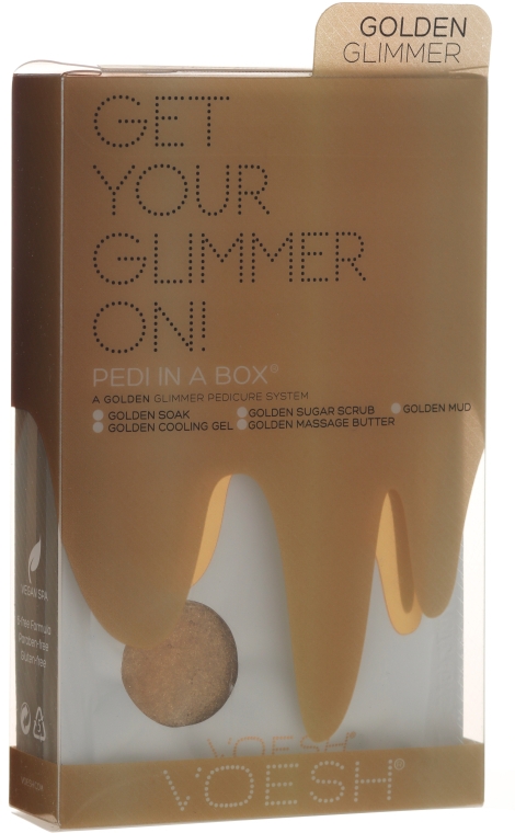 Набір для педикюру - Voesh Deluxe Golden Glimmer Pedi In A Box 5 in 1 — фото N1