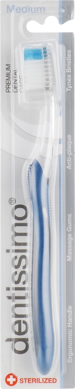 Зубна щітка зі щетинками середньої жорсткості, синя - Dentissimo Medium — фото N1