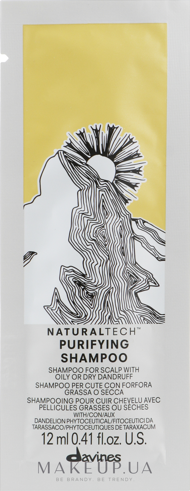 Очищувальний шампунь проти лупи - Davines Natural Tech Purifying Shampoo (пробник) — фото 1x12ml