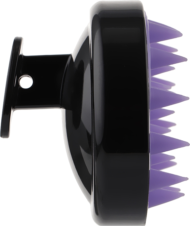 Щітка-масажер силіконова з ручкою CS041MBV, кругла матова, фіолетова з чорним - Cosmo Shop — фото N2