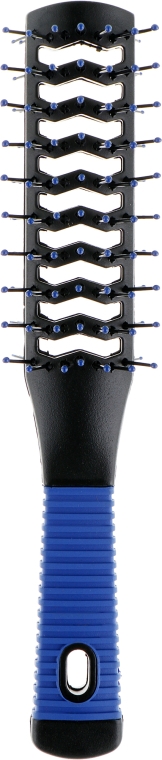 Расческа для укладки волос с прорезями, двойная, РМ-8519 C, черно-синяя - Silver Style