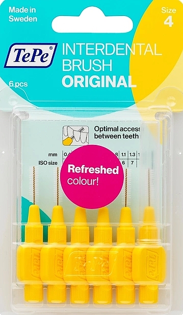 Набір міжзубних йоржиків "Original", 0.7 мм, жовті - TePe Interdental Brush Original Size 4