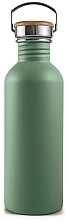 Бутылка для воды из нержавеющей стали с бамбуковой крышкой, 1000 мл, зеленая - Bambaw — фото N1
