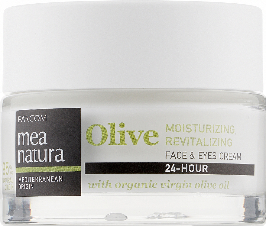 Зволожувальний і відновлювальний крем для обличчя й очей - Mea Natura Olive 24h Moisturizing And Revitalizing Face&Eyes Cream — фото N1