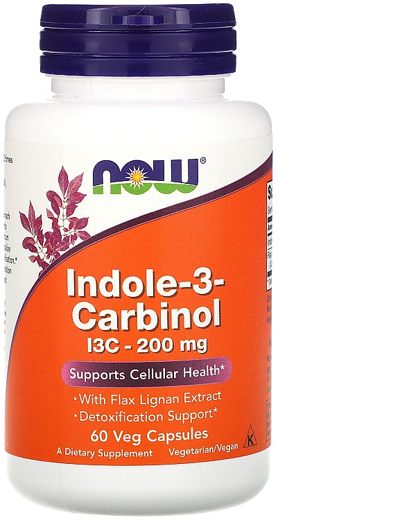 Харчова добавка "Індол 3-карбінол", 200 мг - Now Foods Indole-3-Carbinol Veg Capsules — фото N1