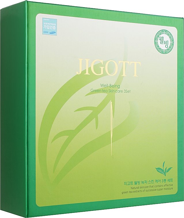 Набор - Jigott Well-Being Greentea 3 Set (f/toner/150ml + f/toner/30ml + f/emulsion/150ml + f/emulsiom/30ml + f/cream/50ml)