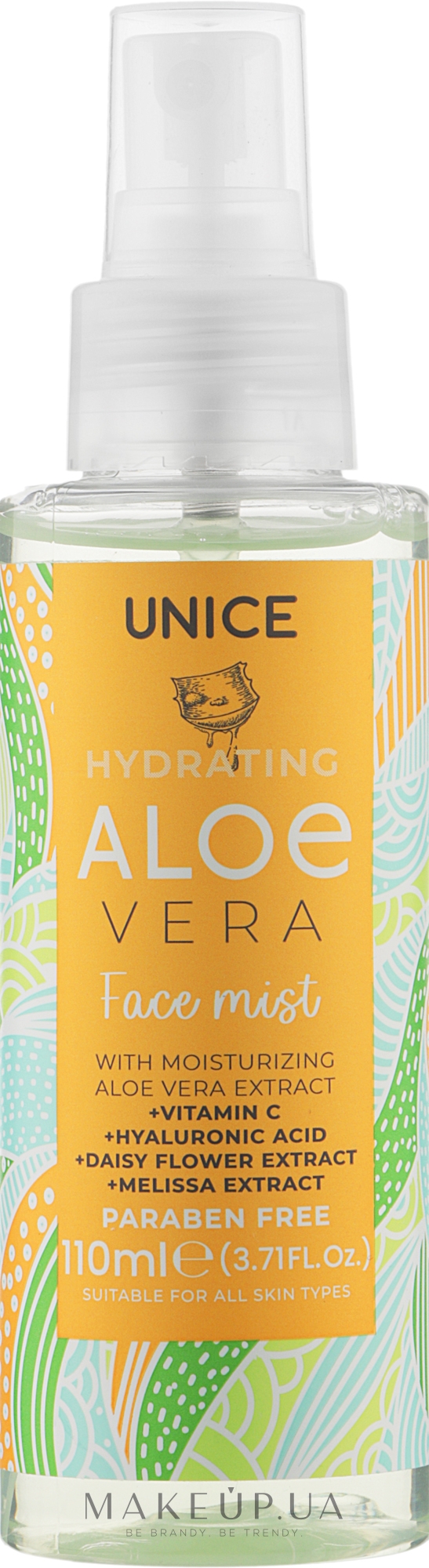 Міст для обличчя з алое вера - Unice Hydrating Aloe Vera Face Mist — фото 110ml