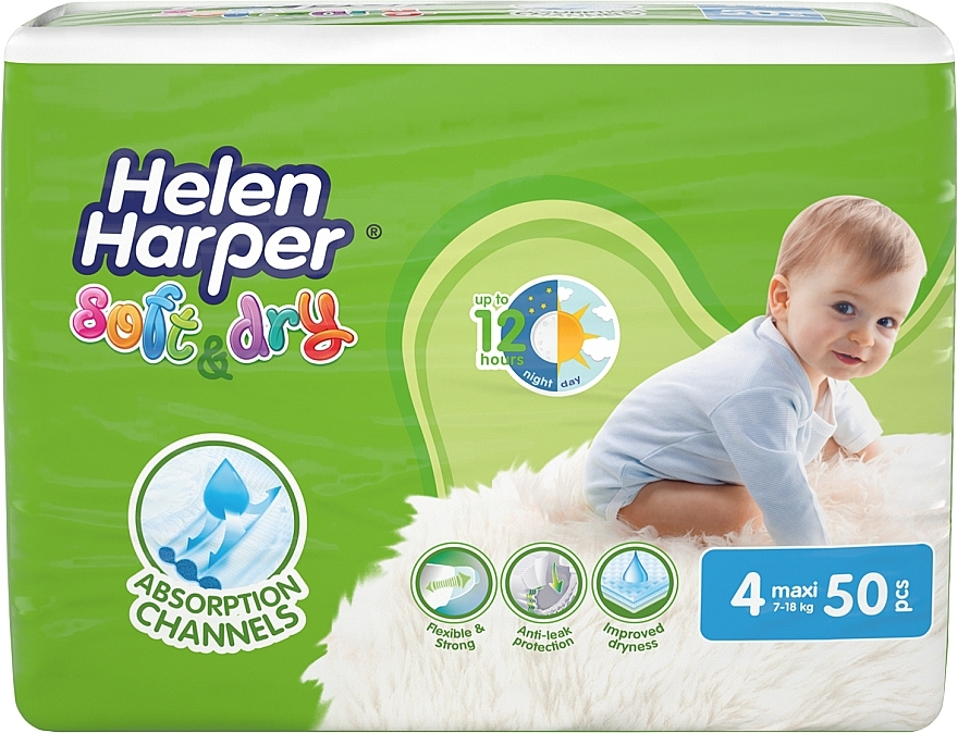 Детские подгузники Soft&Dry Maxi (7-18 кг, 50 шт) - Helen Harper — фото N1