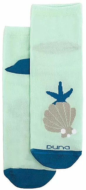 Шкарпетки жіночі демісезонні бавовняні з люрексом укорочені, 3127, морська хвиля - Duna — фото N4