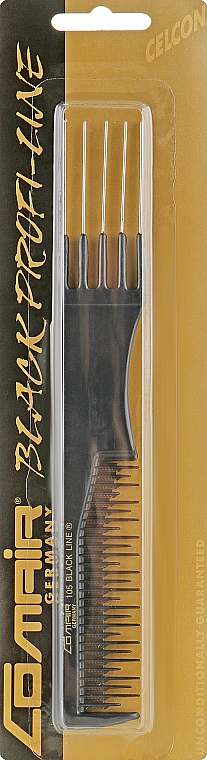 Расческа №105 В "Black Profi Line" для тупирования с гребнем, черная 19,5 см - Comair — фото N1