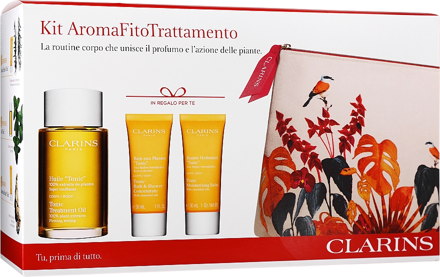 Набір - Clarins Tonic Body Treatment Set (b/oil/100ml + conc/30ml + b/balm/30ml + acc) — фото N1